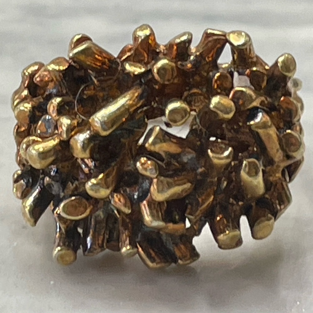 Vintage Sterling Silver Gold plated Nugget Cluster Statement Ring Size 7.75 - Picture 9 of 15